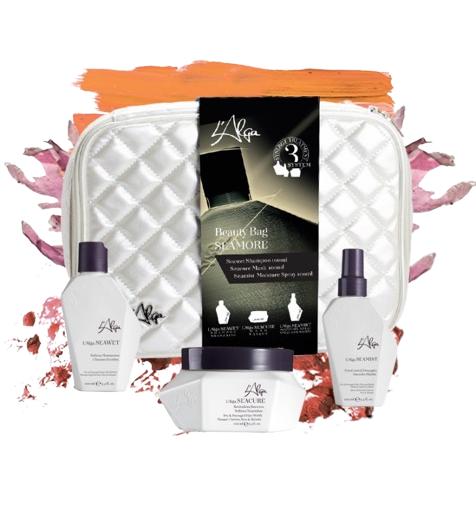 L' Alga Sampon Seawet, Masca Seacure , Leave-in SeaMist + Geanta de lux: Set hidratare si reconstructie-100/100/100 ml - Coafor Bucuresti