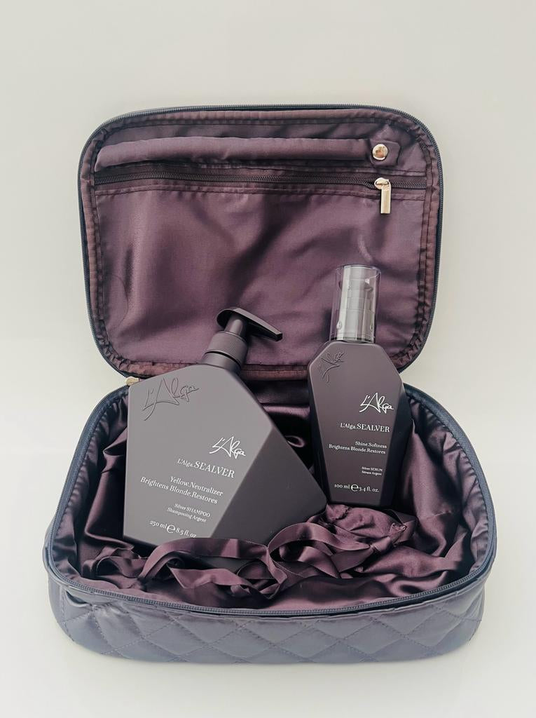 Geanta de lux pentru par blond- sampon cu pigment rece, serum pentru parul blond - Coafor Bucuresti